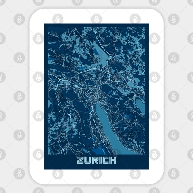 Zurich - Switzerland Peace City Map Sticker by tienstencil